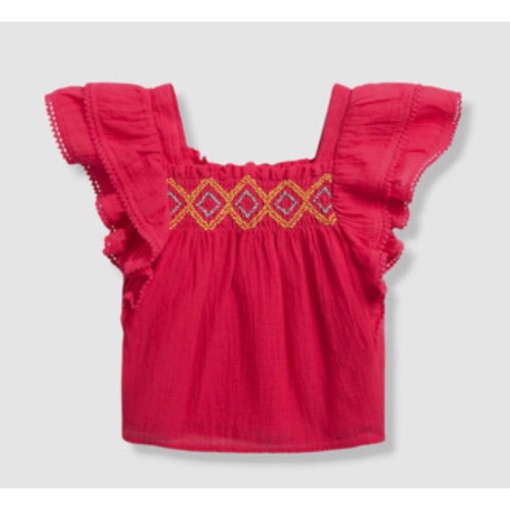 Ralph‎ Lauren Childrenswear Girl's Pink Crotched Trim Gauze Top Size 10 A003807